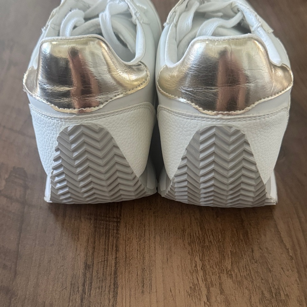 Aqua Women's White and Gold Sneakers - Picture 3 of 5